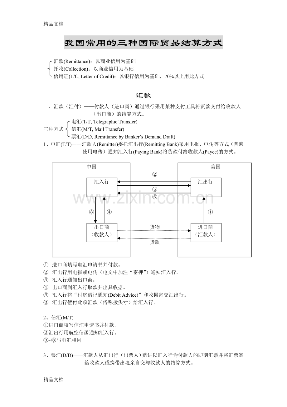 我国常用的三种国际贸易结算方式备课讲稿.doc_第1页