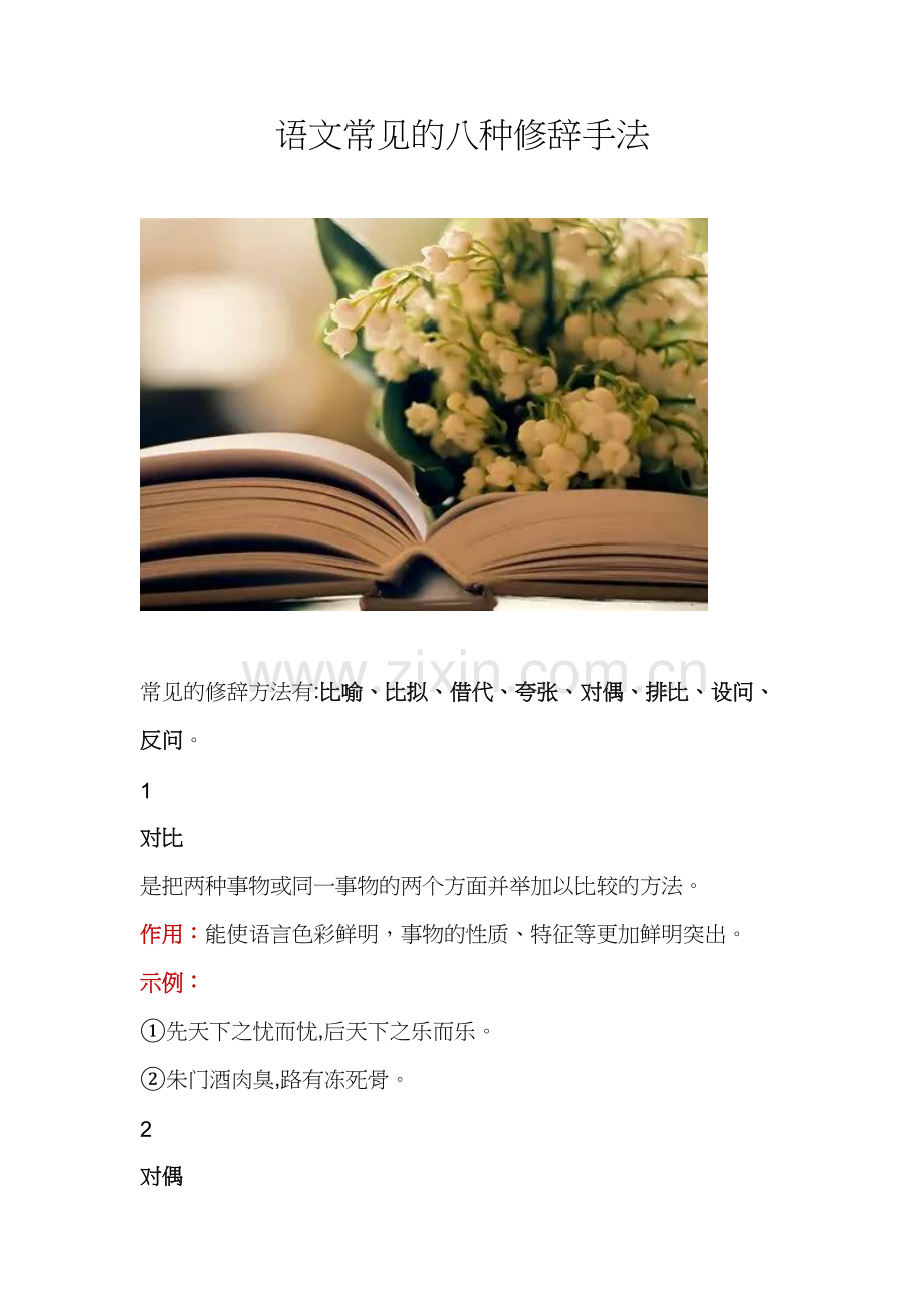 语文常见的八种修辞手法培训讲学.doc_第2页