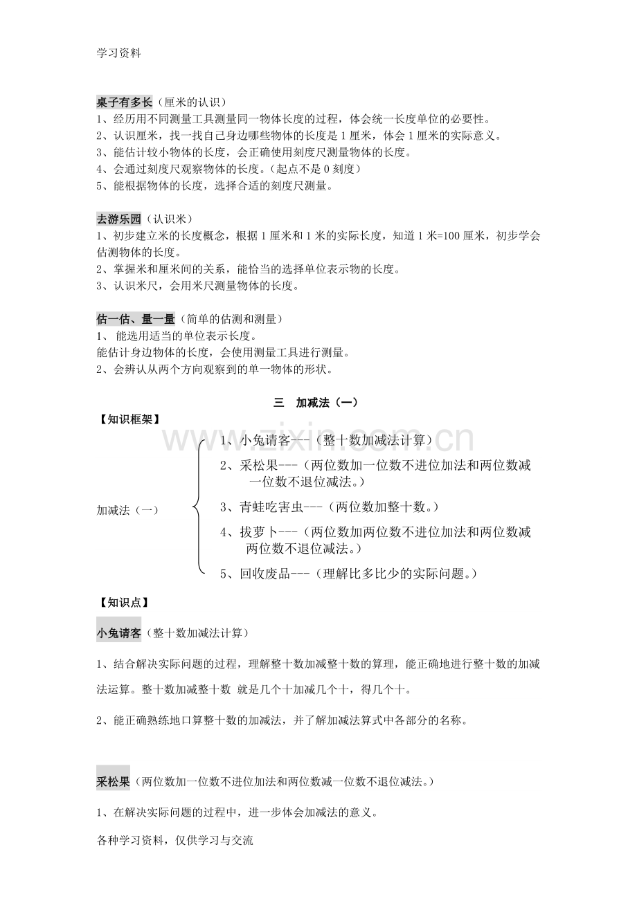 一年级数学下册知识点归纳(北师大版)教学文案.doc_第3页