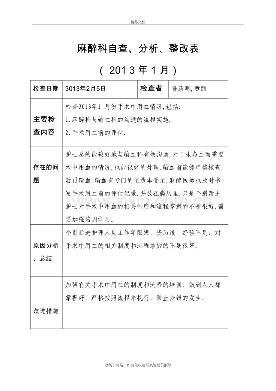 手术用血.1-麻醉科自查、分析、整改表.教学提纲.doc_第2页