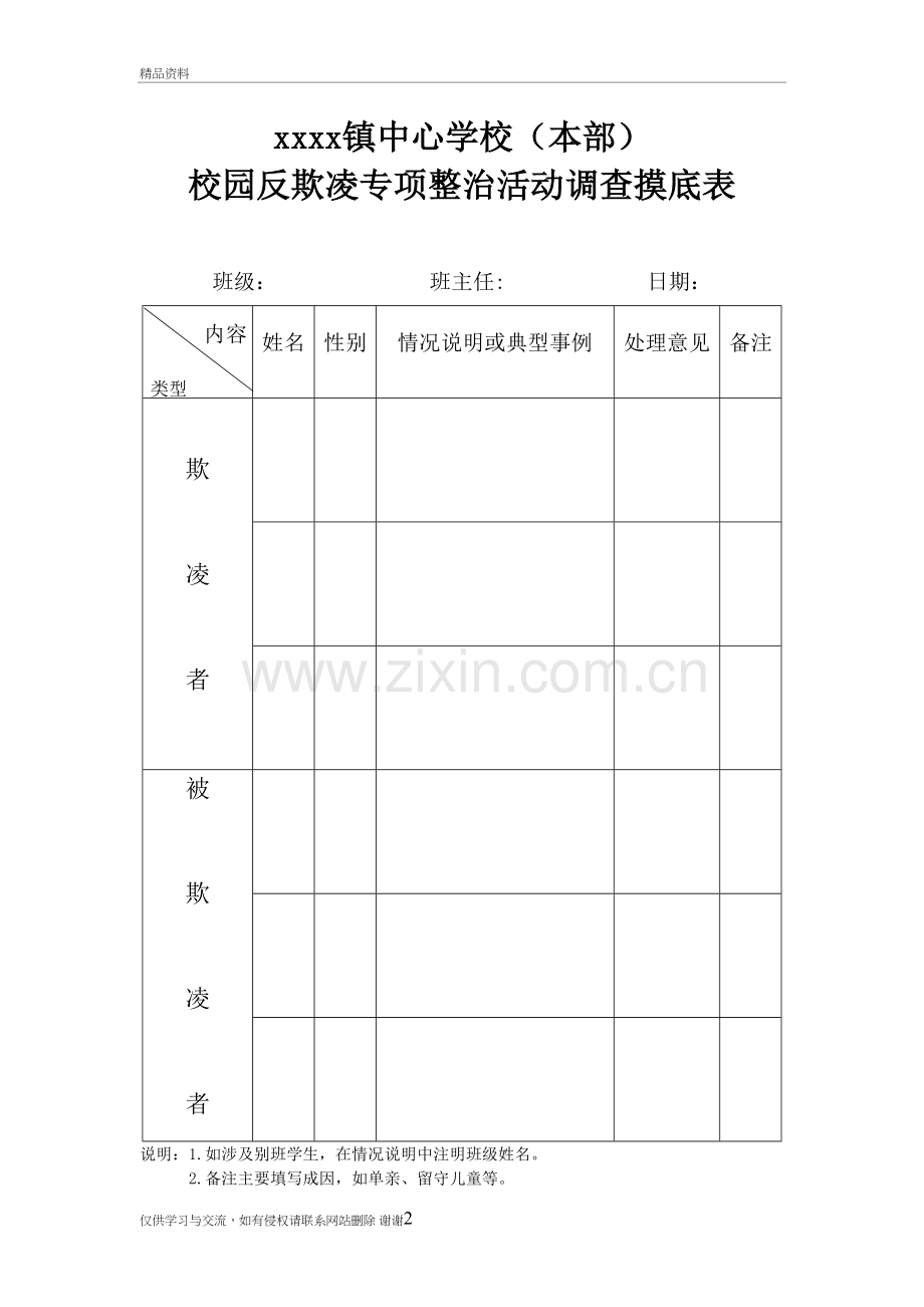 校园欺凌调查摸底表说课材料.doc_第2页