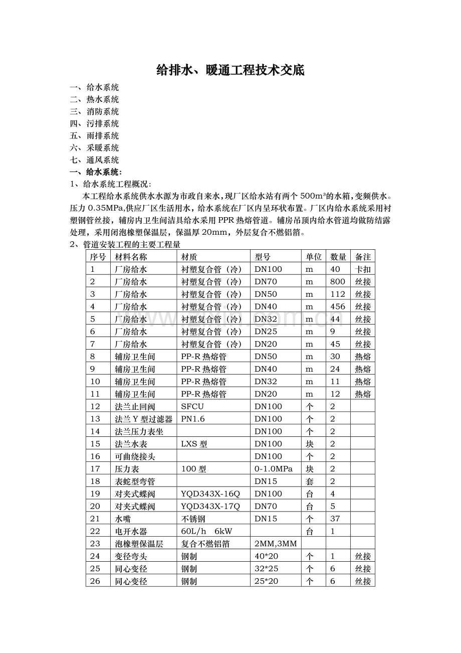 给排水、暖通工程技术交底教学内容.doc_第1页