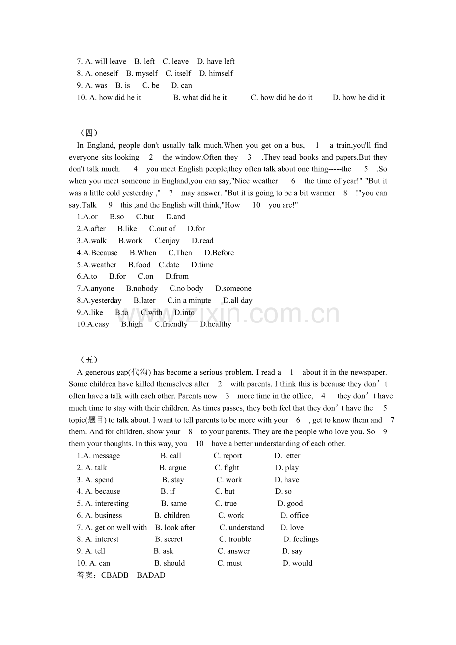 八年级下册英语完形填空(10篇)复习过程.doc_第3页