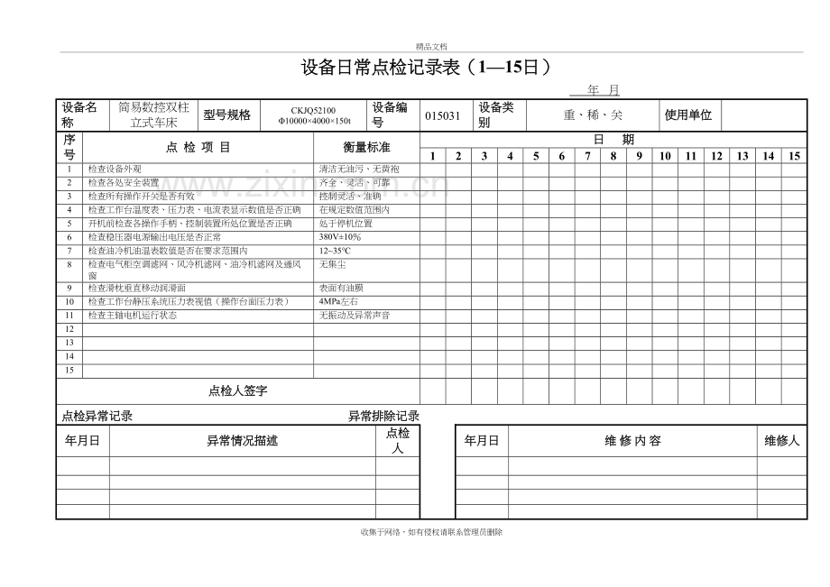 设备日常点检表模板教案资料.doc_第2页