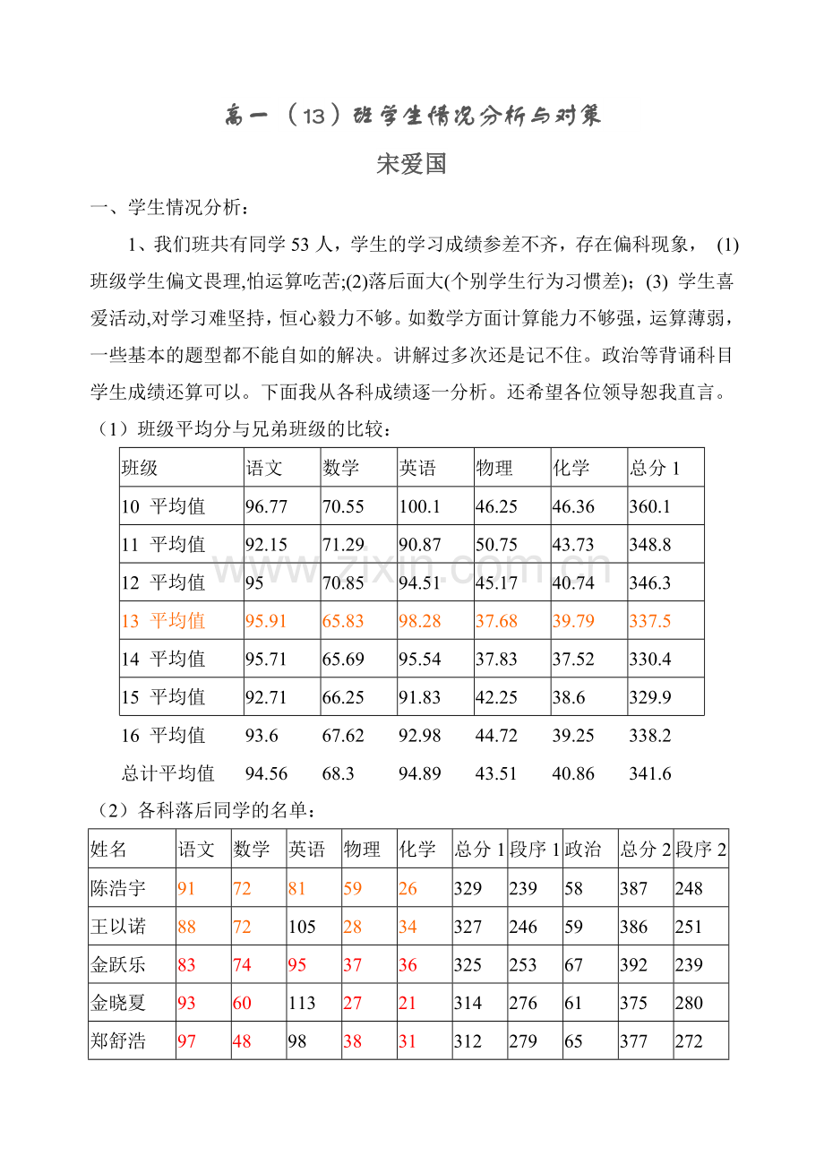 班级情况分析及对策教学内容.doc_第1页