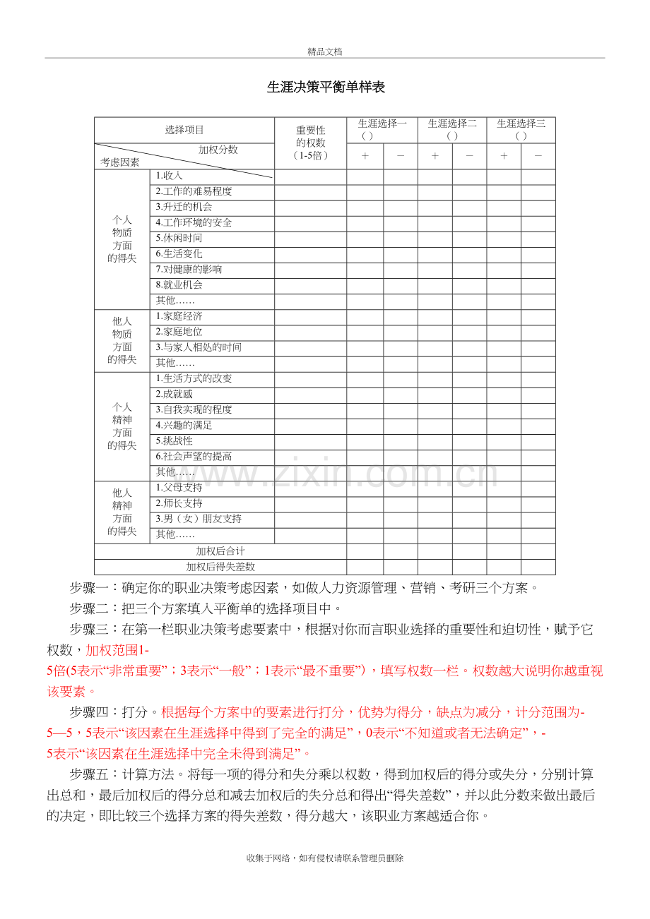 生涯决策平衡单样表教学文稿.doc_第2页