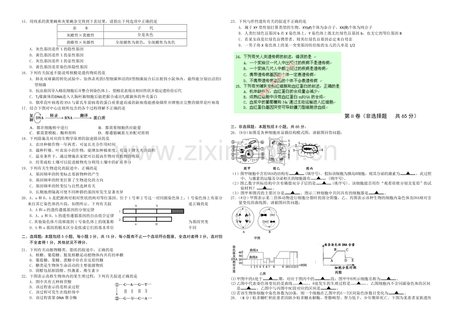 江苏省盐城市2021届高三上学期期中考试--生物-Word版含答案.docx_第2页