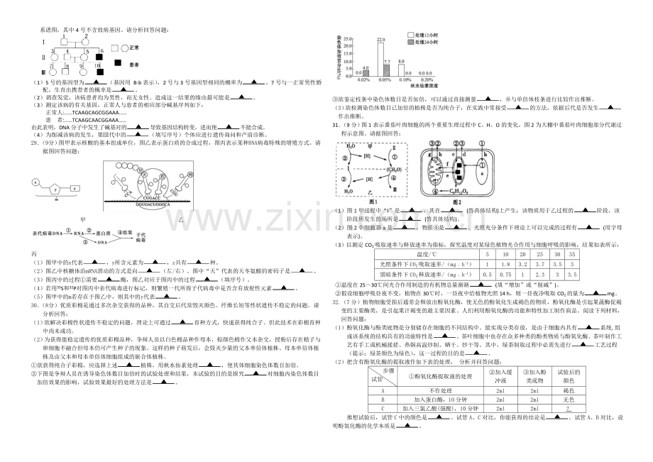 江苏省盐城市2021届高三上学期期中考试--生物-Word版含答案.docx_第3页