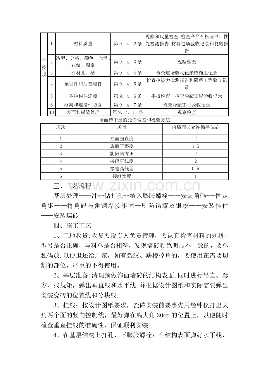 干挂墙砖的施工工艺工程.doc_第2页