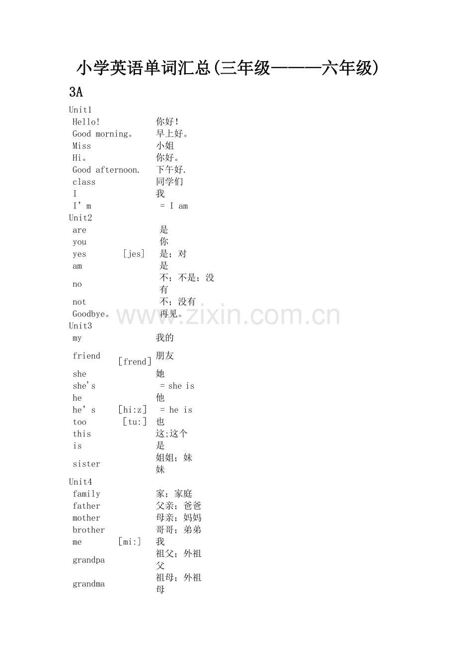 新译林版三年级到六年级英语词汇表.doc_第1页