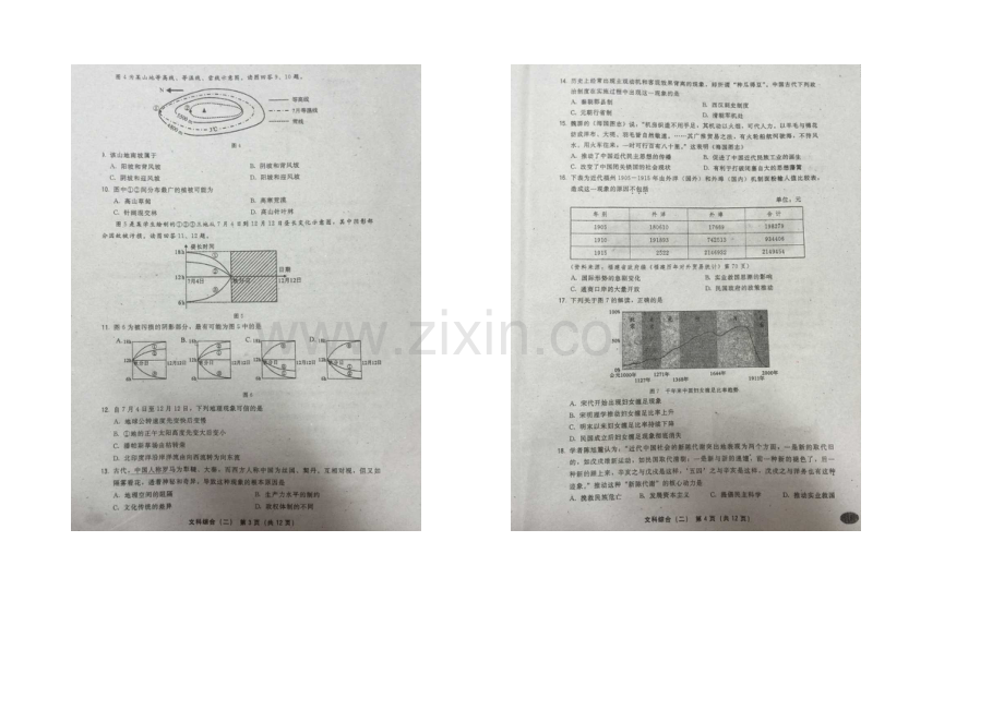 福建省福州三中2021届高三5月月考文综试卷-扫描版含答案.docx_第2页