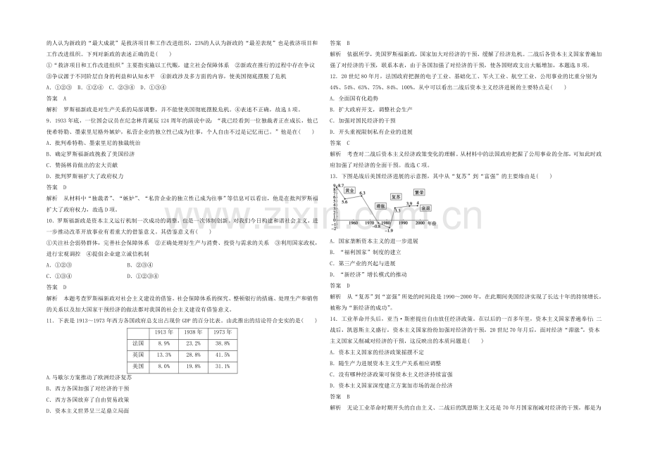 2021年高中历史必修二：专题六-罗斯福新政与当代资本主义检测卷.docx_第2页