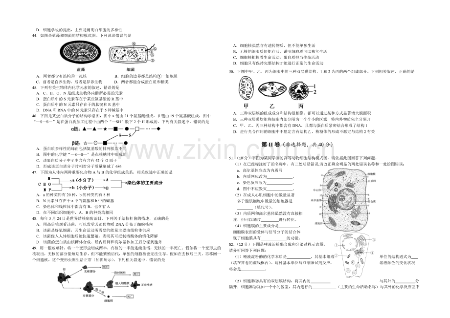 四川省绵阳南山中学2021-2022学年高一上学期期中试题-生物-Word版含答案.docx_第3页