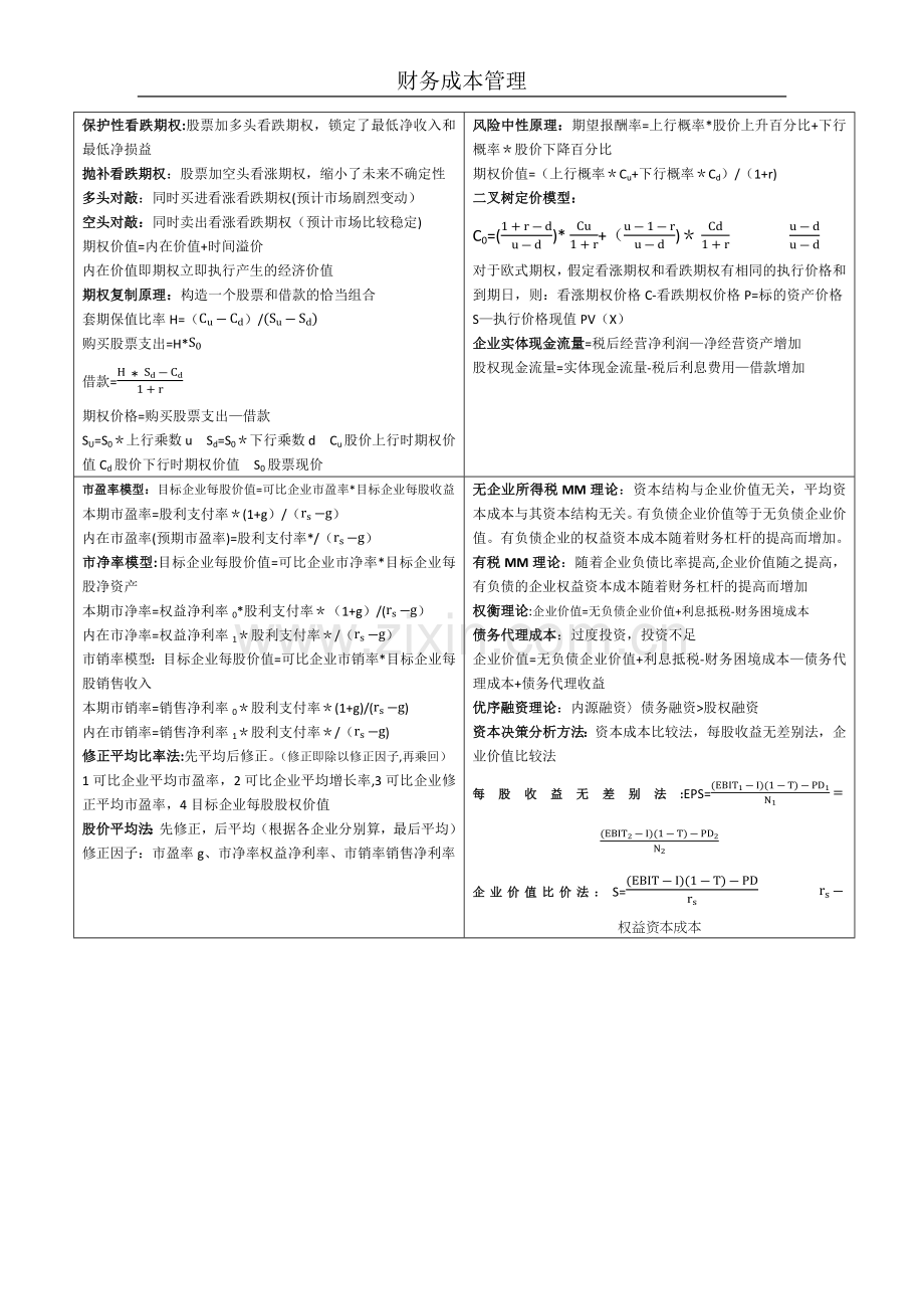 注会财务成本管理所有公式.docx_第3页