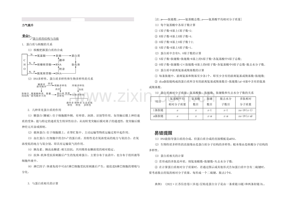 2021高考生物二轮复习提优(江苏专用)专题一第一讲-生命的物质基础4-【能力提升】-.docx_第1页