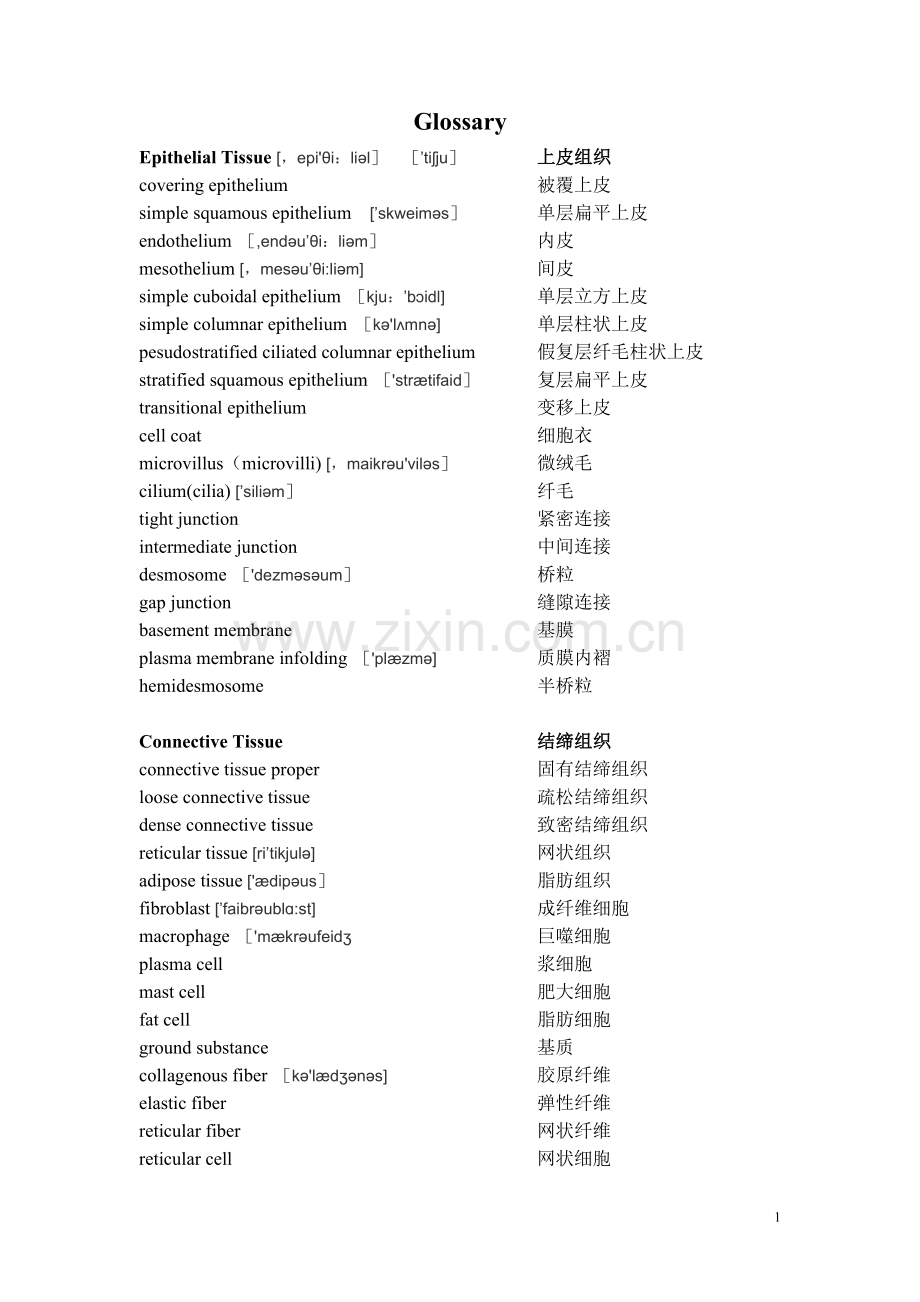 组织学与胚胎学-组培-英语词汇表-双语.doc_第1页