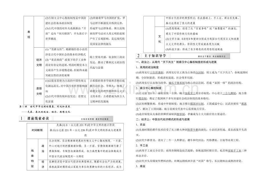 2021年高考历史二轮专题复习教师文档：第1讲-古代中华文明的奠基、形成和发展.docx_第2页