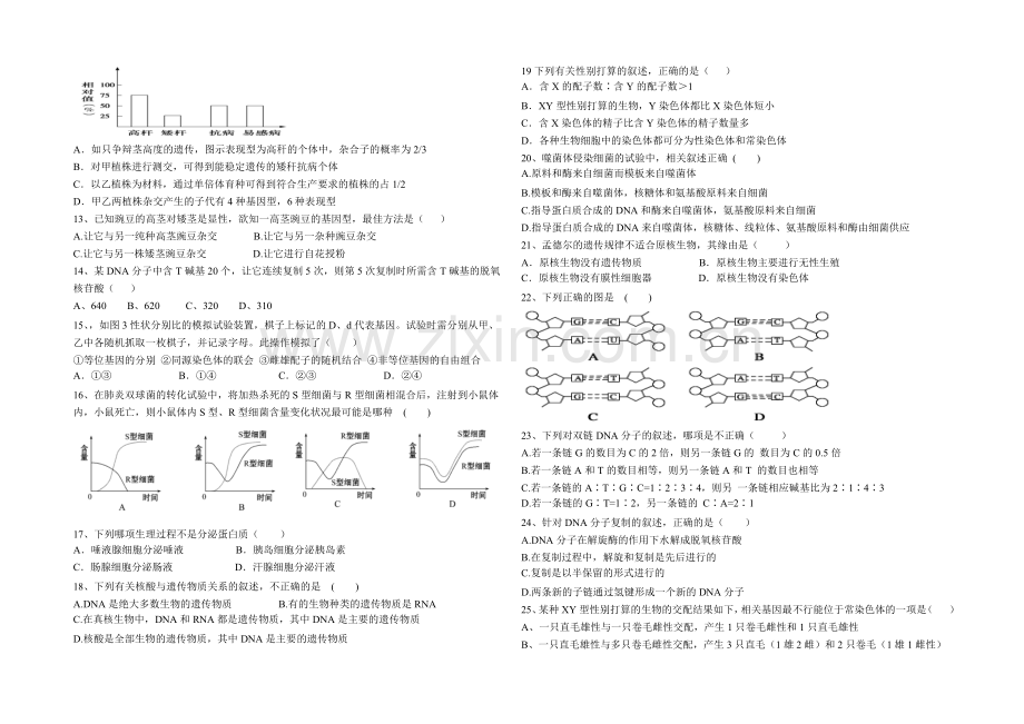 福建省漳浦三中2021届高三上学期第二次调研考生物-Word版含答案.docx_第2页