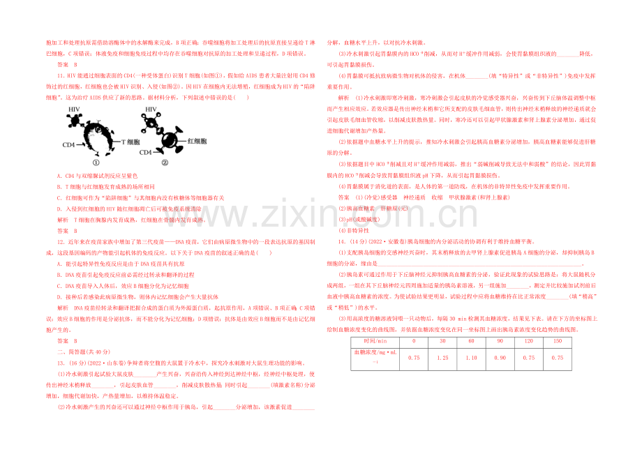 2021高三生物二轮限时训练---人体的稳态和免疫.docx_第3页