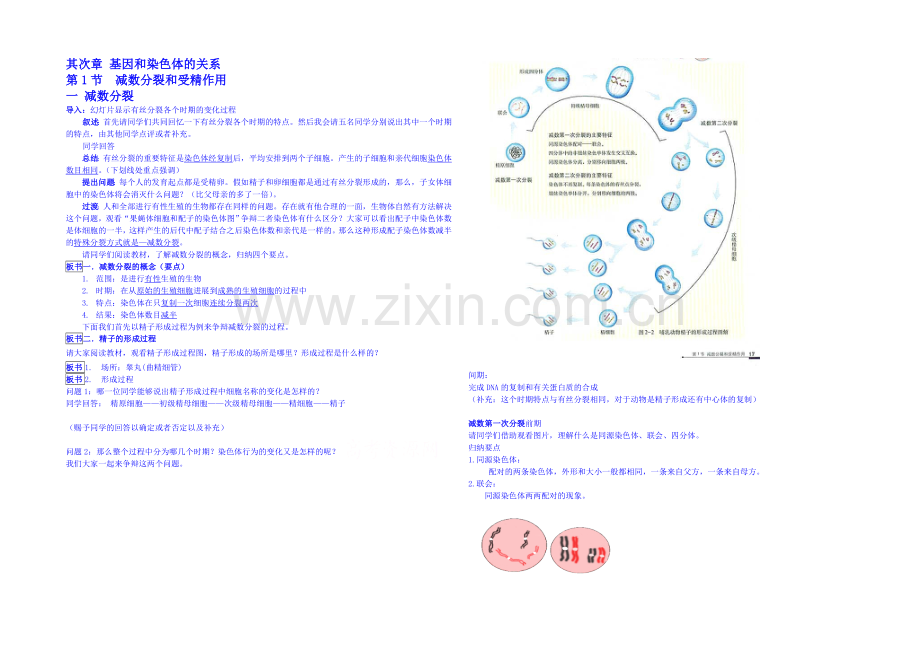 2013-2020学年高一下学期生物必修2教案-(二)第二章第1节.docx_第1页