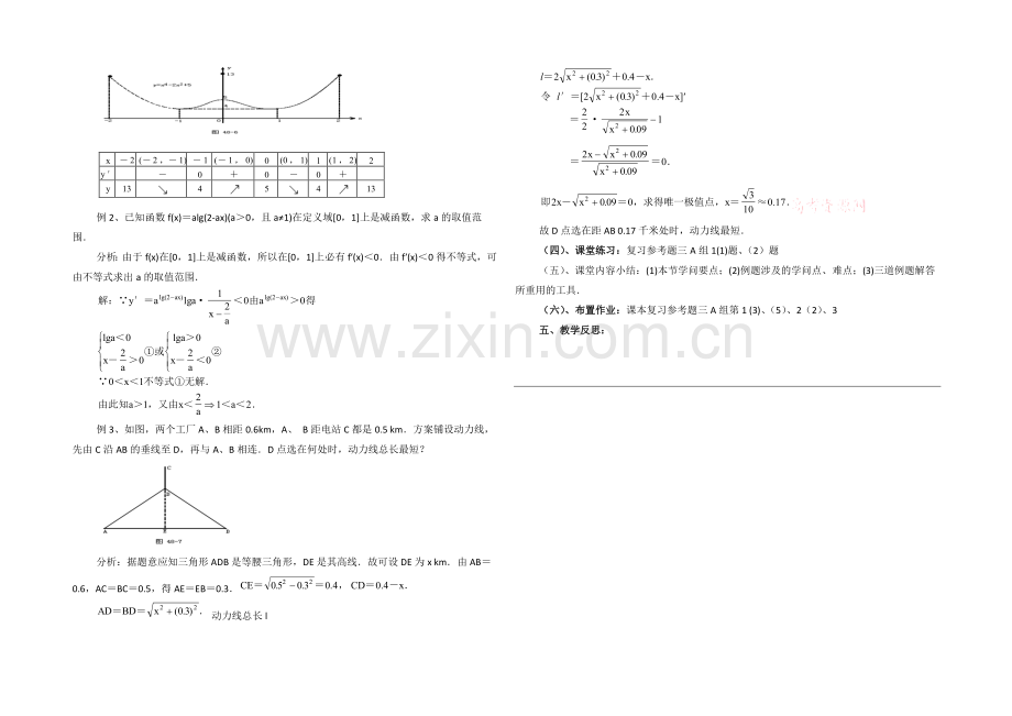 高中数学(北师大版)选修2-2教案：第3章-导数的应用-复习参考教案.docx_第2页