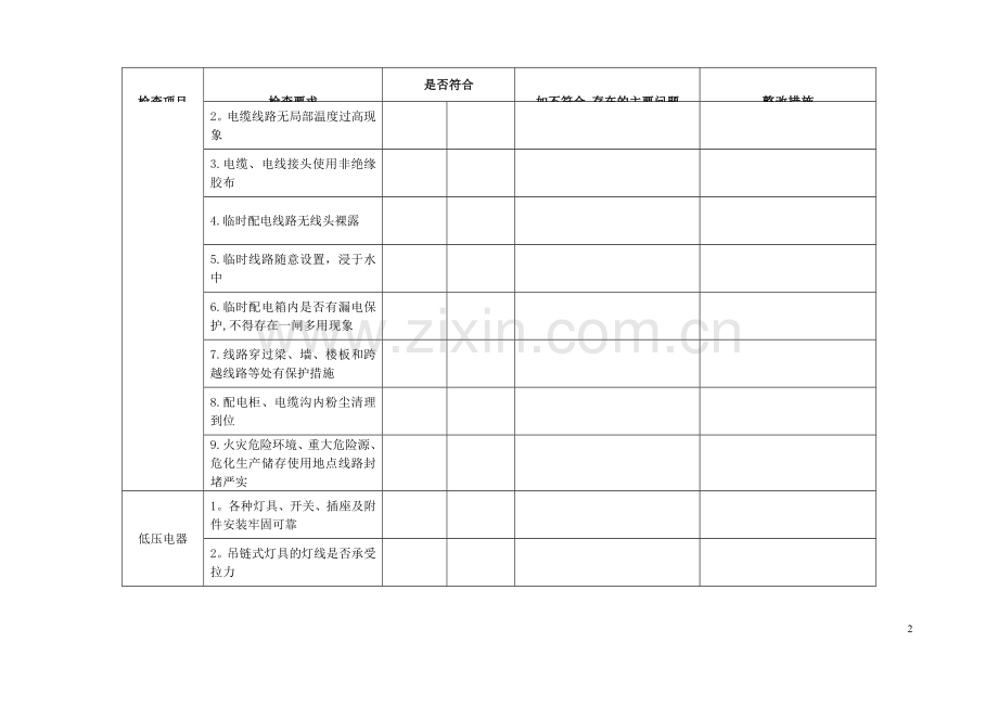 电气电缆隐患排查表.doc_第2页