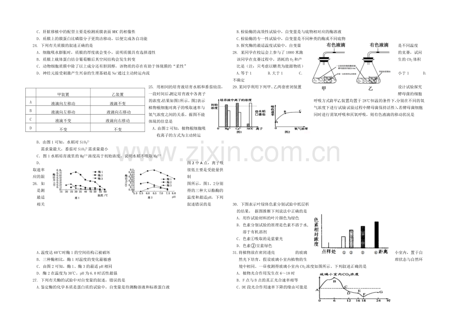 浙江省效实中学2021届高三上学期期中考试生物-Word版含答案.docx_第3页