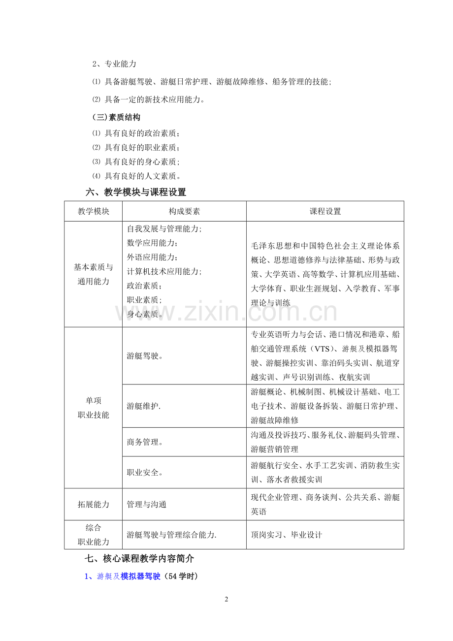 航海技术专业游艇驾驶与管理方向人才培养方案.doc_第2页