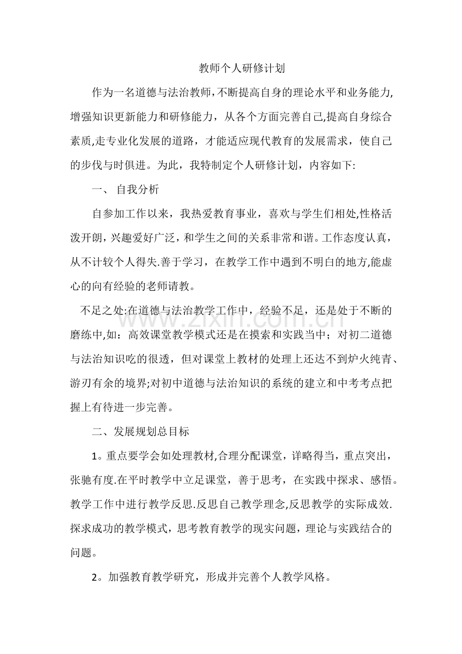 教师个人研修计划92346.doc_第1页