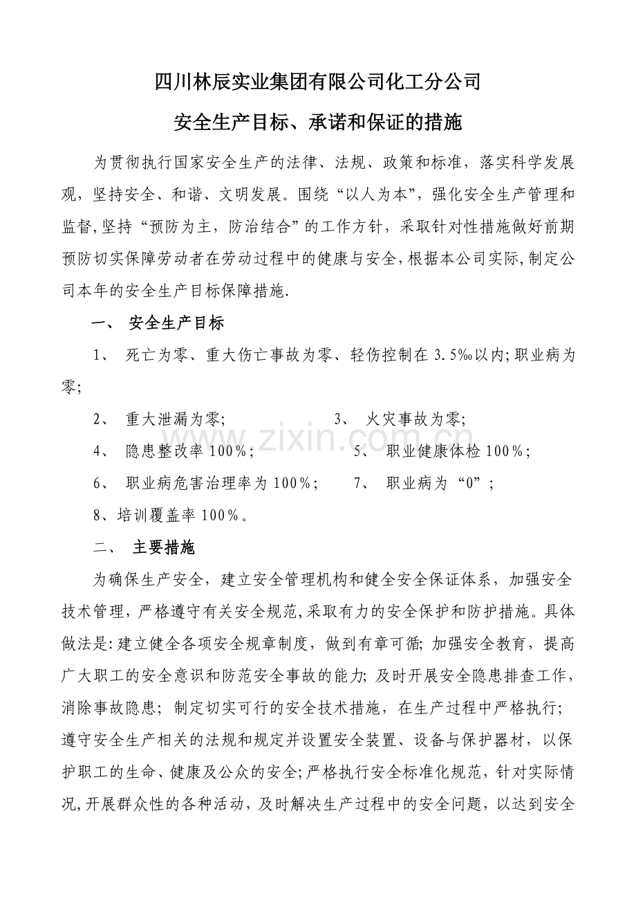 安全生产目标、承诺和保证的措施.doc_第1页