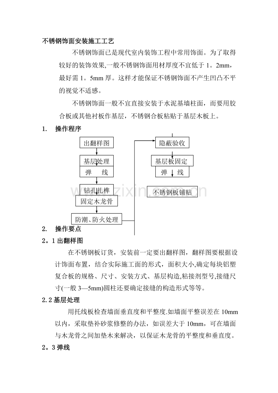 不锈钢饰面安装施工工艺.doc_第1页