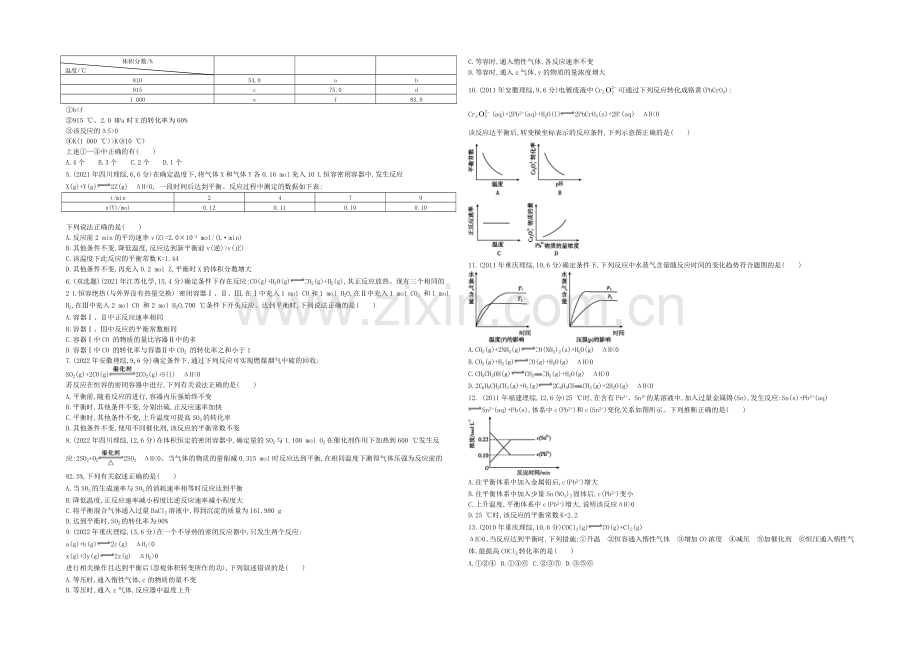 2021高考化学(浙江专用)二轮考点突破-专题八化学反应速率与化学平衡-.docx_第3页