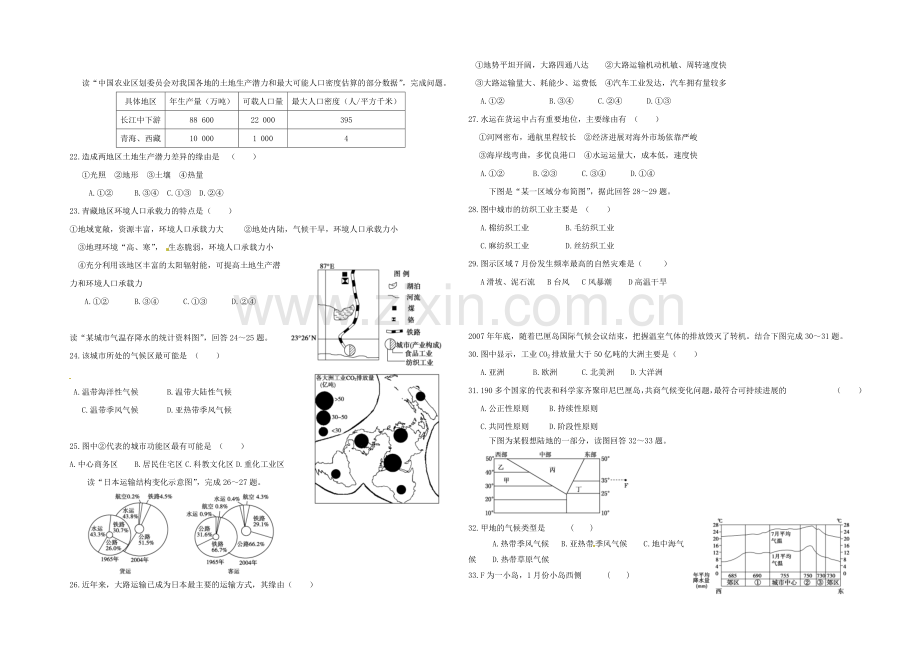 河南省陕州中学2020-2021学年高一下学期第二次月考地理试题-Word版含答案.docx_第3页