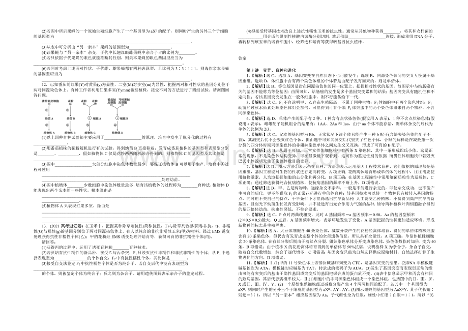 2020届高考生物二轮专题强化训练：专题四第3讲-变异、育种和进化-Word版含解析.docx_第2页