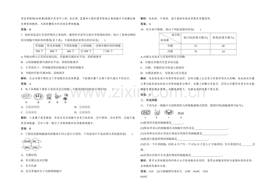 【优教通】2021年高一生物同步练习：3.2.2-细胞质和细胞器(苏教版必修1)-.docx_第2页