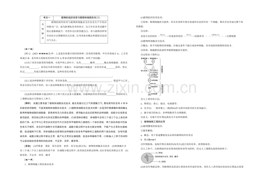 【全程设计】2021届高考生物一轮复习细致讲解练：选修3-第二讲-细胞工程.docx_第2页