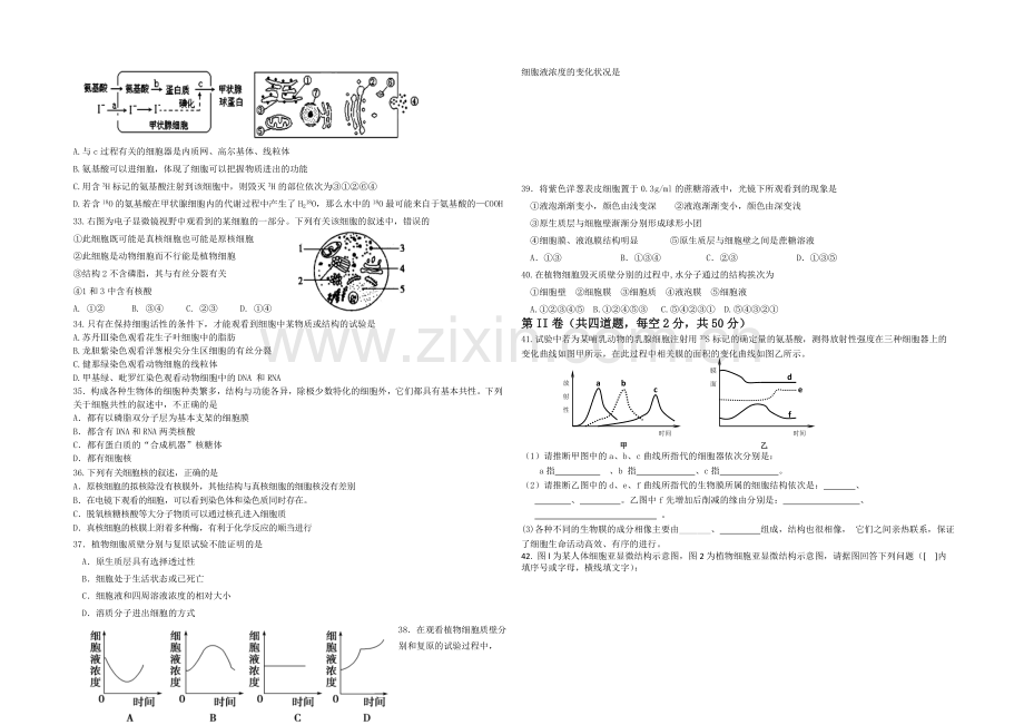 河北省冀州中学2020-2021学年高一上学期期中考试生物试题-Word版含答案.docx_第3页