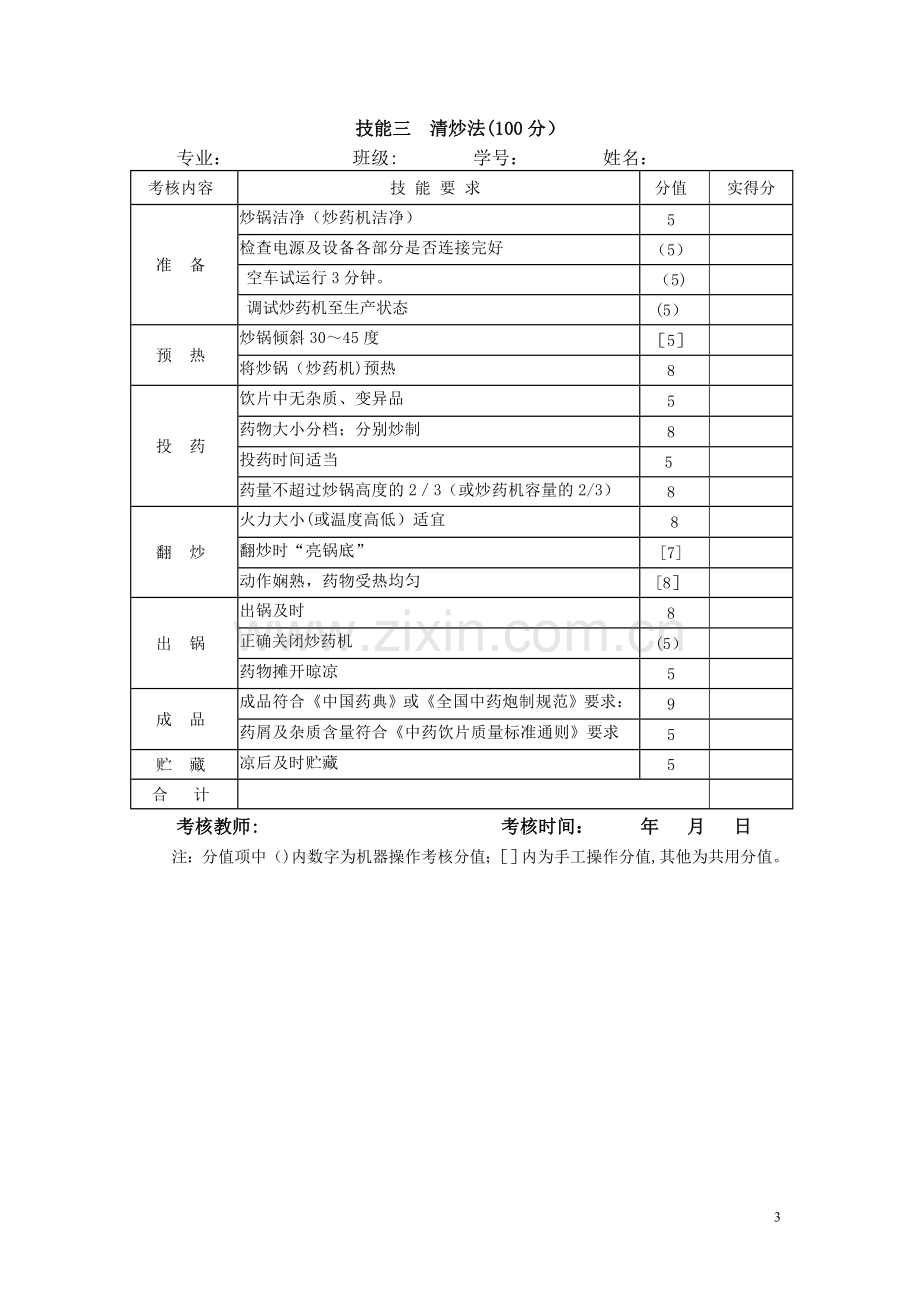 中药炮制技术模块的技能考核标准.doc_第3页