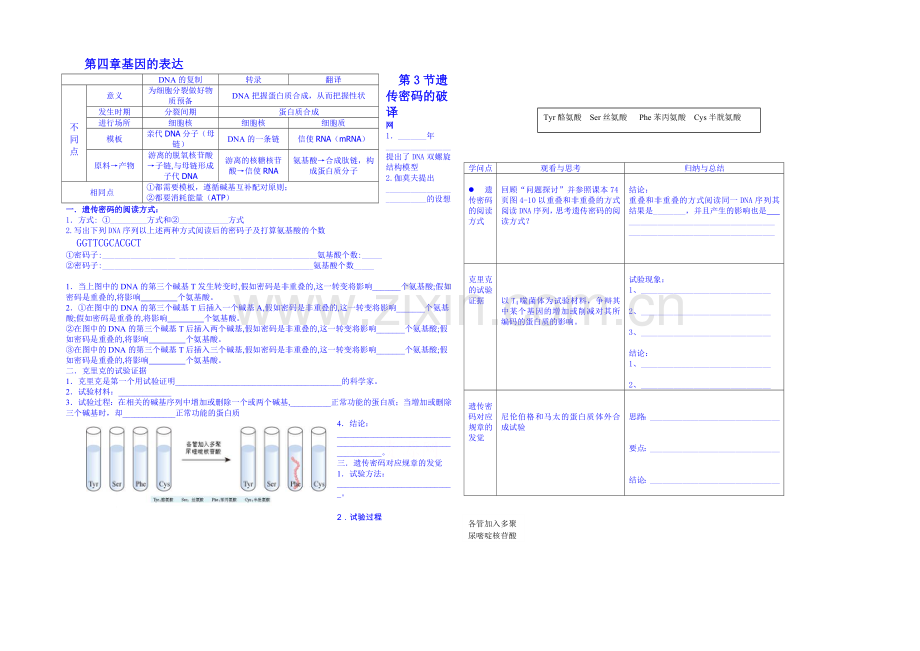 2013-2020学年高一下学期生物必修2教案-第四章第3节3.docx_第1页