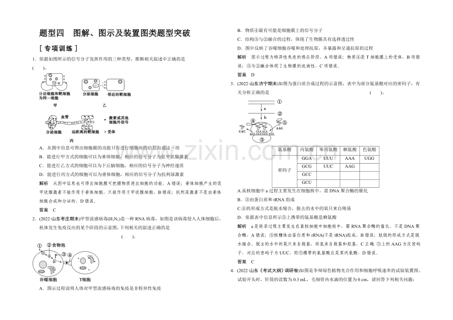 2021高考生物(山东专用)三轮专项训练-题型4.docx_第1页