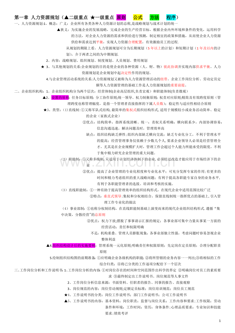 人力资源管理师三级重点整理.docx_第1页