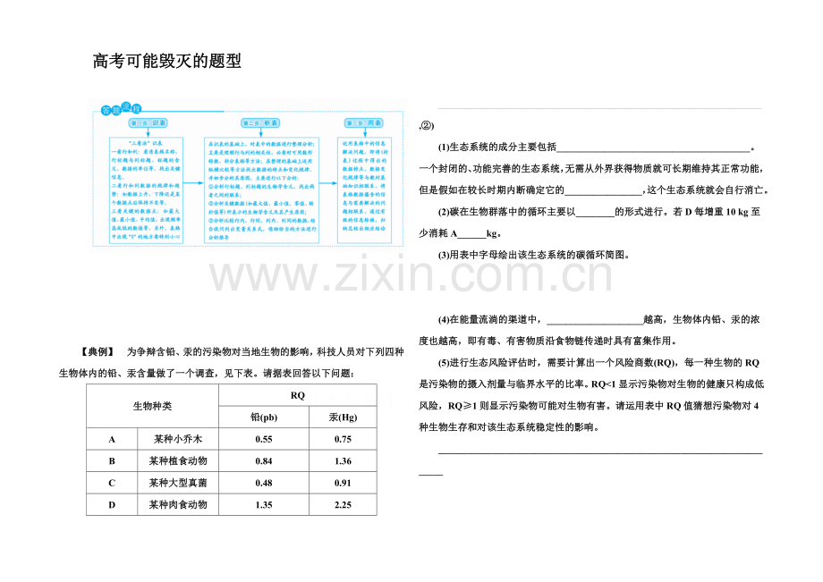 2022届高考生物一轮复习单元排查通关(11)高考可能出现的题型-.docx_第1页