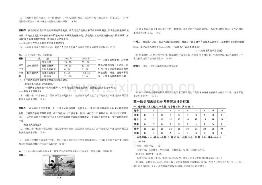 浙江省嘉兴一中2021-2022学年高二暑假作业检测历史试卷-Word版含答案.docx_第3页