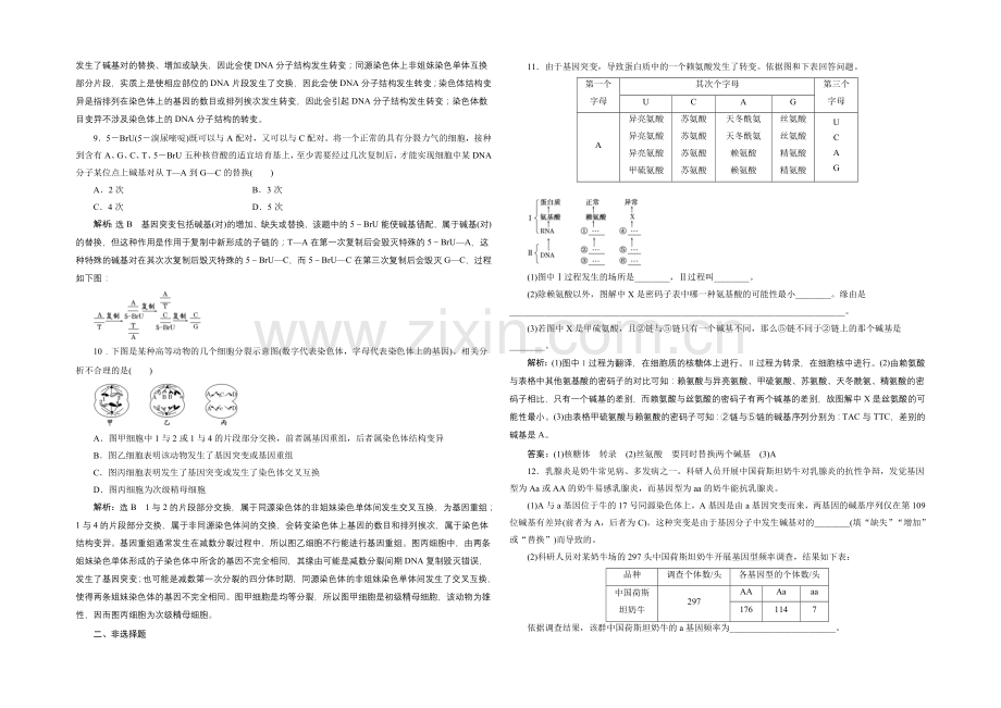 【全程设计】2021高考生物一轮复习训练：必修2--第11章--第1讲--基因突变和基因重组.docx_第2页