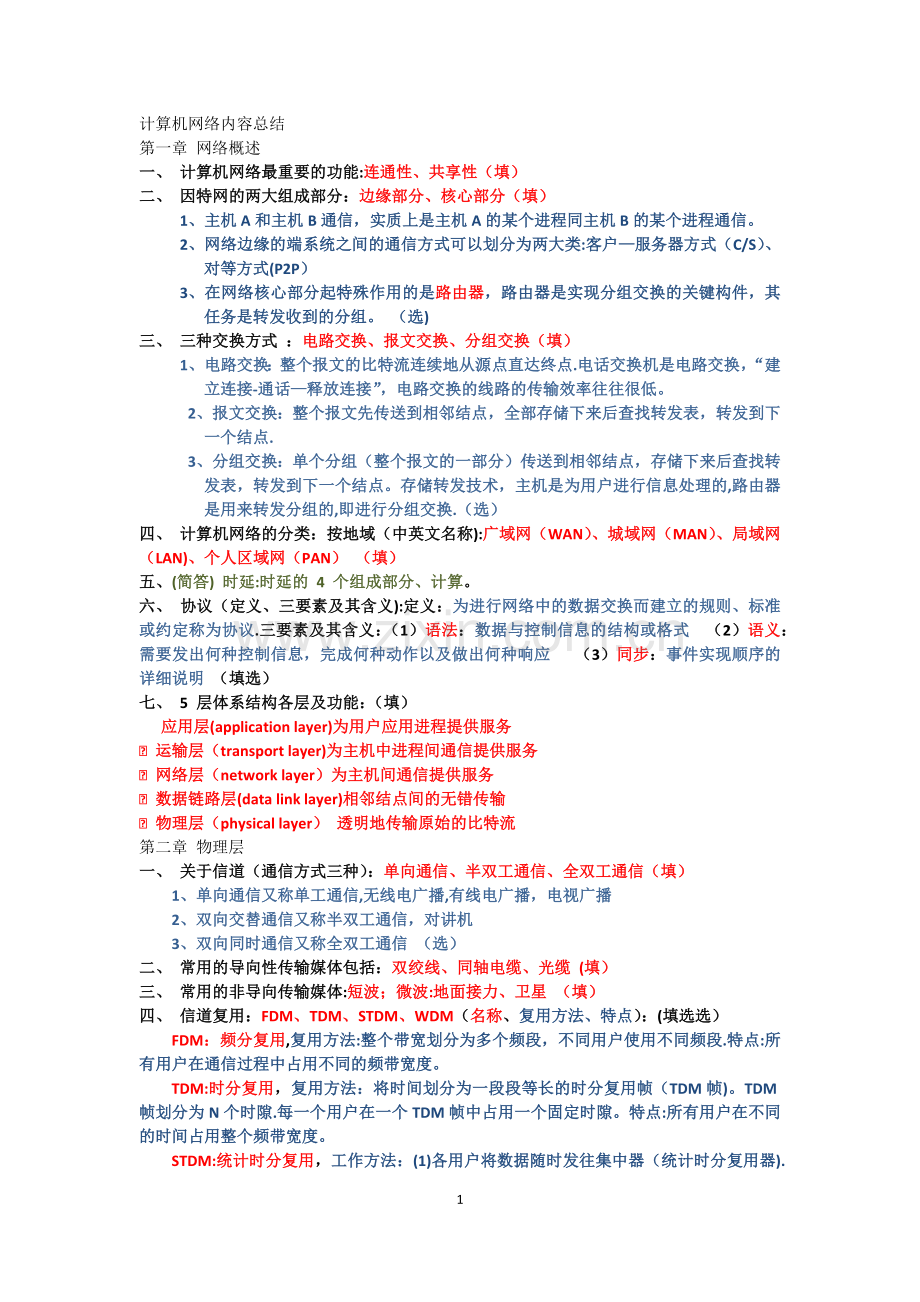 计算机网络期末复习题型总结.doc_第1页