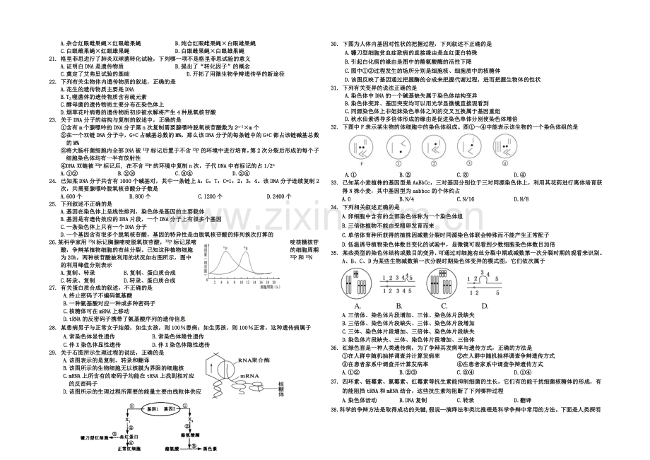 河北省邯郸市2020-2021学年高一下学期期末考试生物试题-Word版含答案.docx_第2页