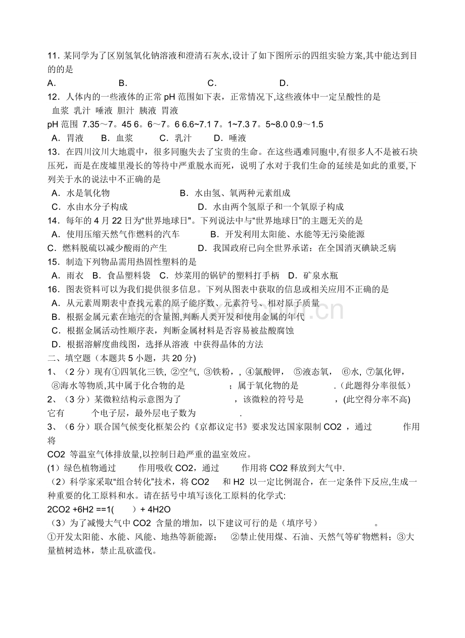 中考化学试题及答案一.doc_第2页