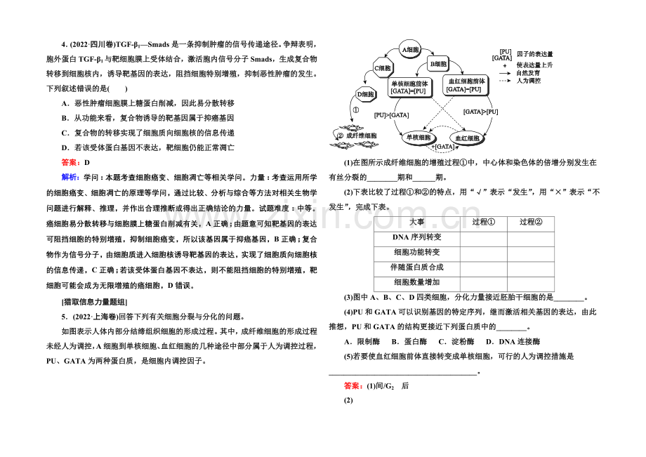 2021届高考生物二轮复习专题高考真题：第4讲-细胞的生命历程.docx_第2页