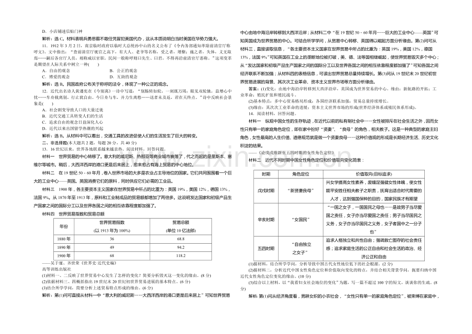 2020-2021学年度高一历史(岳麓版必修2)第二单元单元过关检测.docx_第2页