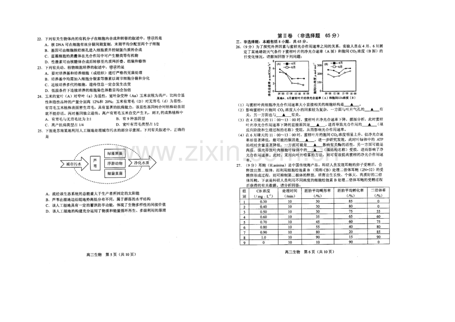 江苏省苏锡常镇四市2020届高三教学情况调研(一)生物试题-扫描版.docx_第3页